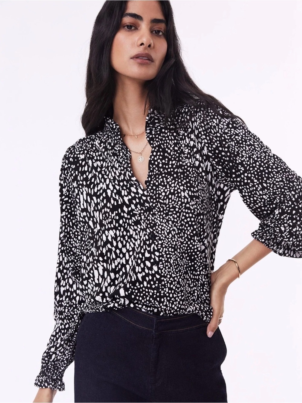 Sincerely Jules Monochrome Leopard Blouse